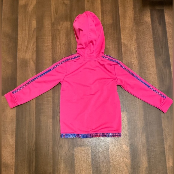 Adidas Vibrant Pink Hoodie with Patterned Trim - Picture 4 of 6